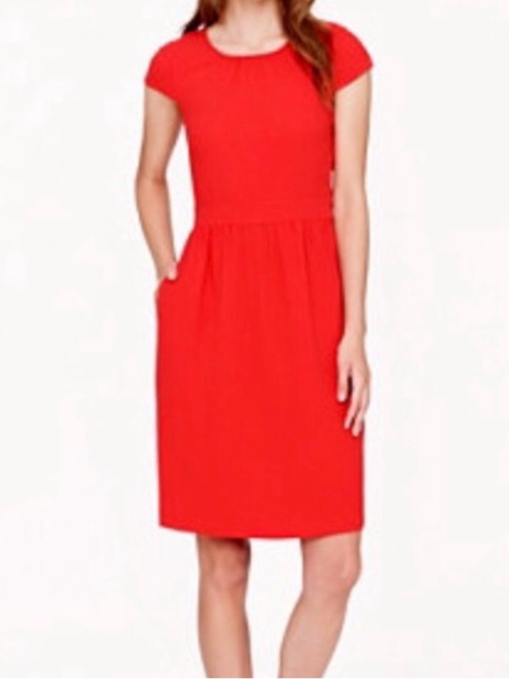 J. Crew Red Cap-Sleeve Fit & Flare Dress